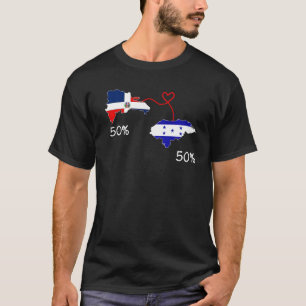 Half Dominicaanse Half Hondurese Vlag Landkaart Li T-shirt