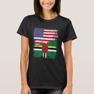 Half Dominicaanse Vlag Dominica USA T-shirt