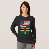 Half Dominican Flag Vintage Dominica USA T-shirt (Voorkant volledig)
