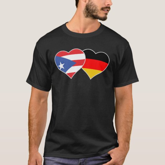 Half Duits Half Puerto Ricaanse vlag Hart Puerto R T-shirt (Voorkant)
