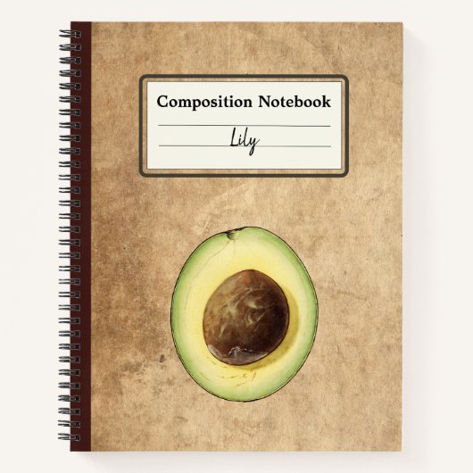 Half een avocado illustratie gepersonaliseerde com notitieboek (Voorkant)