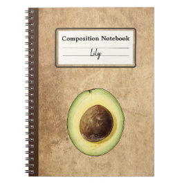 Half een avocado illustratie gepersonaliseerde com notitieboek