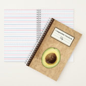 Half een avocado illustratie gepersonaliseerde com notitieboek (Binnen)