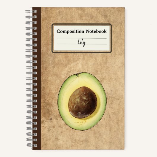 Half een avocado illustratie gepersonaliseerde com notitieboek (Voorkant)