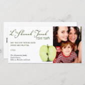 Half een Green Apple Rosh Hashanah Feestdagenkaart (Voorkant / Achterkant)