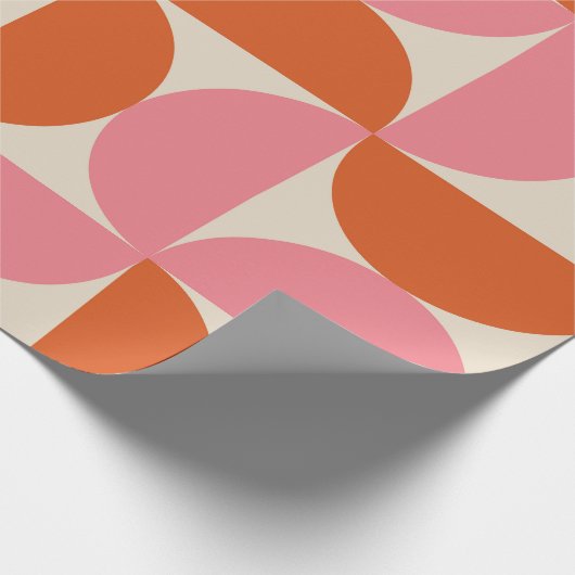 Half eeuw Roze en Sinaasappel Halve cirkels Patroo Cadeaupapier (Hoek)