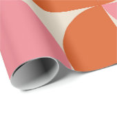 Half eeuw Roze en Sinaasappel Halve cirkels Patroo Cadeaupapier (Rol Hoek)