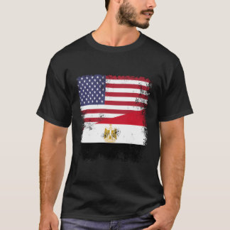 Half Egyptian Flag  Egypt USA Gift voor Chri T-shirt