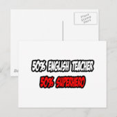Half Engels Leraar... Half Superheld Briefkaart (Voorkant / Achterkant)