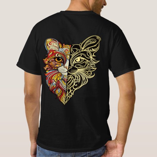 Half Face Leeuw Kunst Heren T-Shirt (Achterkant)