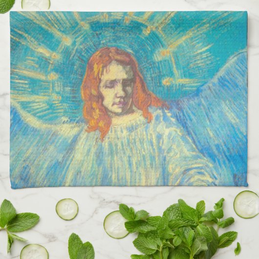 Half figuur van een engel door Vincent van Gogh Theedoek (Gevouwen)