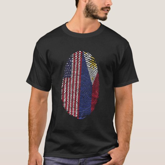 Half Filipijnen Half Amerikaanse vlag VS Filipijne T-shirt (Voorkant)