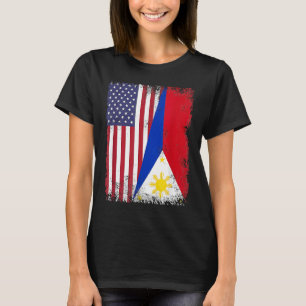 Half Filipino Flag  Filipijnen Verenigde Staten T-shirt