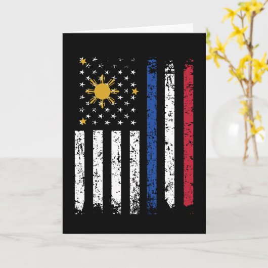 Half Filipino Half-American Flag Philippines, VS Kaart (Gele Bloem)