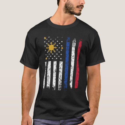 Half Filipino Half-American Flag Philippines, VS T-shirt (Voorkant)