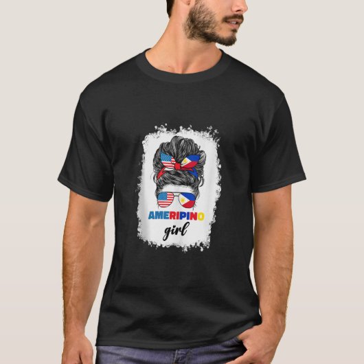 Half Filippijns en Amerikaans Amerika Filipijnen V T-shirt (Voorkant)