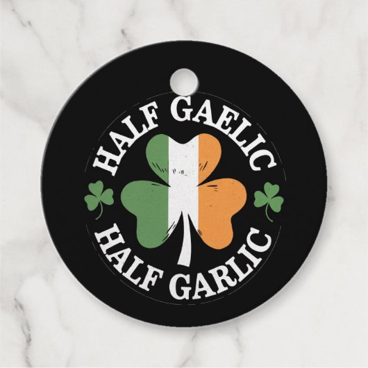 Half Gaelic Half Garlic Iers Italiaans St. Patrick Bedankjes Labels (Voorkant)
