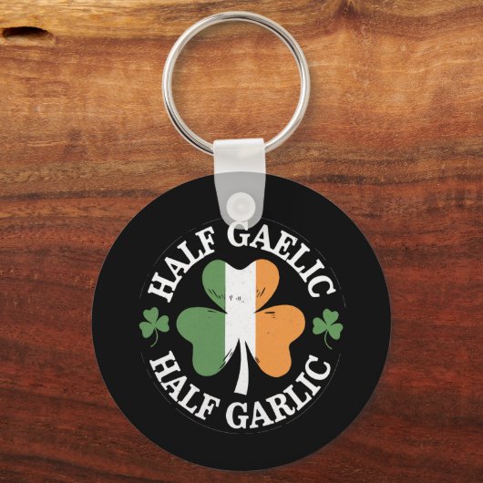 Half Gaelic Half Garlic Iers Italiaans St. Patrick Sleutelhanger (Voorkant)