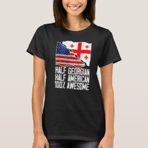 Half Georgisch half-Amerikaans Georgië VS-vlag Pat T-shirt