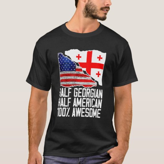 Half Georgisch - half - Amerikaans - Georgisch - V T-shirt (Voorkant)