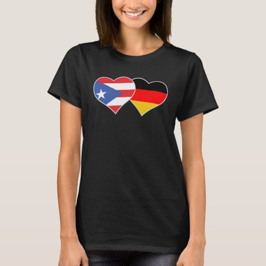 Half German Half Puerto Rican Flag Heart Puerto Ri T-shirt (Voorkant)