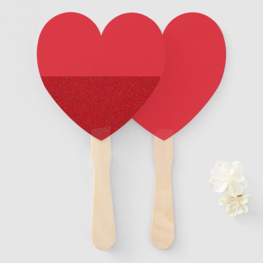 Half getextureerde Hart Hand Fan – Tomaat Rood (Cu Handwaaier (Voorkant en achterkant)