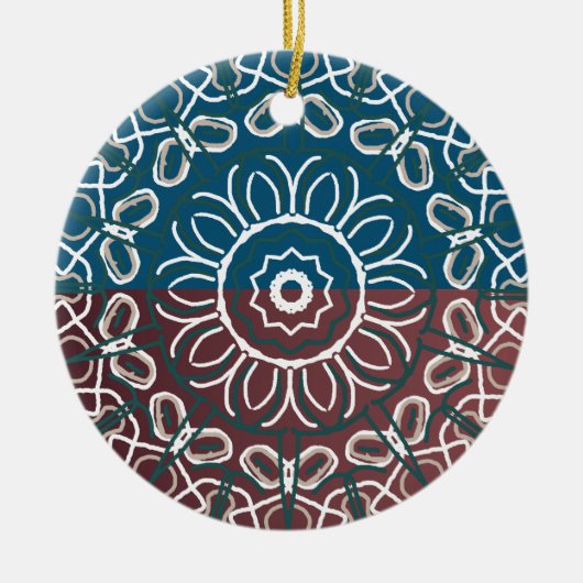 Half getinte trendy blauwe Mauve Laced Design Wrap Keramisch Ornament (Voorkant)