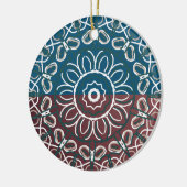 Half getinte trendy blauwe Mauve Laced Design Wrap Keramisch Ornament (Links)