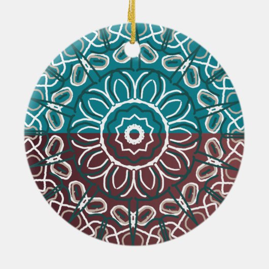 Half getinte trendy blauwe Mauve Laced Design Wrap Keramisch Ornament (Achterkant)