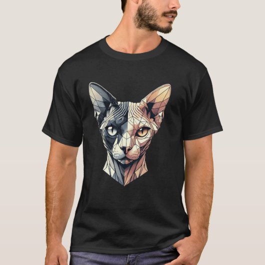 Half Gezicht Abstract Kitten Geometrie Polygoon Sp T-shirt (Voorkant)