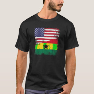 Half Ghanese Vlag T Shirt Ghana USA Cadeau