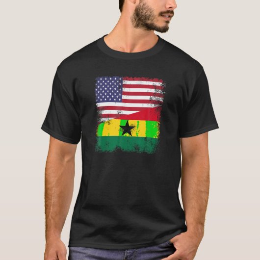 Half Ghanese Vlag T Shirt  Ghana USA Cadeau (Voorkant)