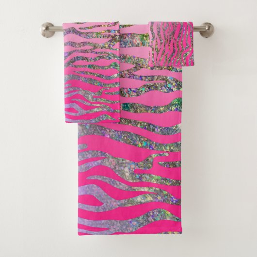 Half Glitter Roze Tijgerprint Bad Handdoek (Insitu)