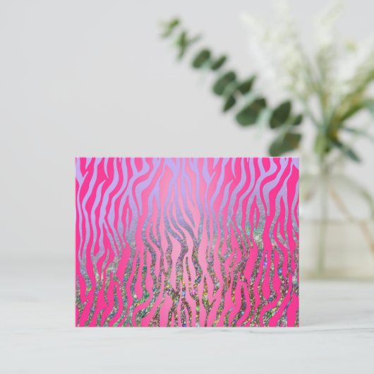 Half Glitter Roze Tijgerprint Briefkaart (Staand voorkant)