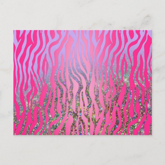 Half Glitter Roze Tijgerprint Briefkaart (Voorkant)