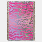 Half Glitter Roze Tijgerprint Deken (Voorkant Verticaal)