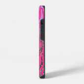 Half Glitter Roze Tijgerprint iPhone Hoesje (Linkerkant)