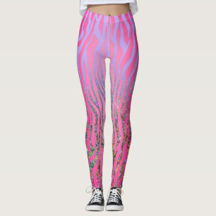 Half Glitter Roze Tijgerprint Leggings