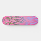 Half Glitter Roze Tijgerprint Persoonlijk Skateboard (Horizontaal)