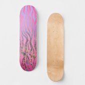 Half Glitter Roze Tijgerprint Persoonlijk Skateboard (Voorkant)