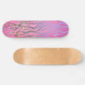 Half Glitter Roze Tijgerprint Persoonlijk Skateboard (Horizontaal)