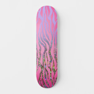Half Glitter Roze Tijgerprint Persoonlijk Skateboard