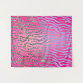 Half Glitter Roze Tijgerprint Wandkleed (Voorkant (horizontaal))