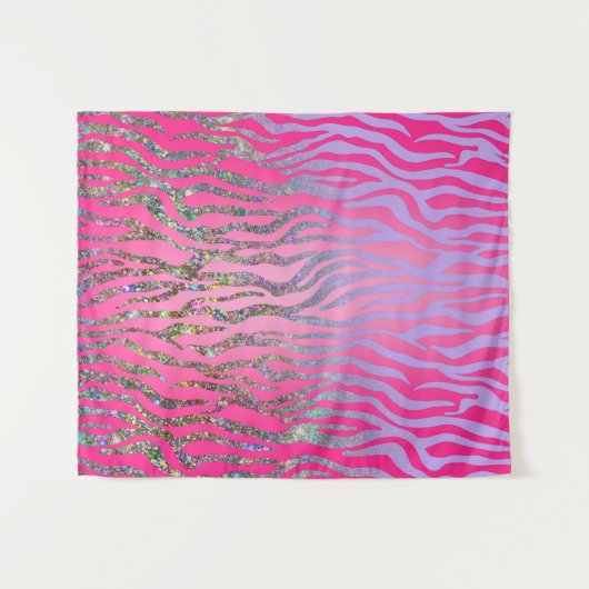 Half Glitter Roze Tijgerprint Wandkleed (Voorkant (horizontaal))