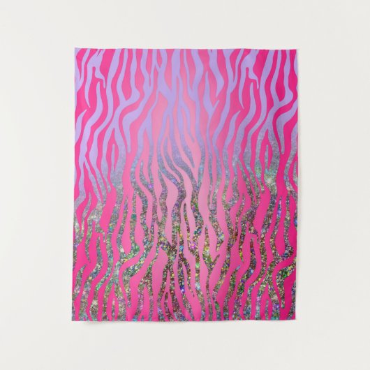 Half Glitter Roze Tijgerprint Wandkleed (Voorkant)