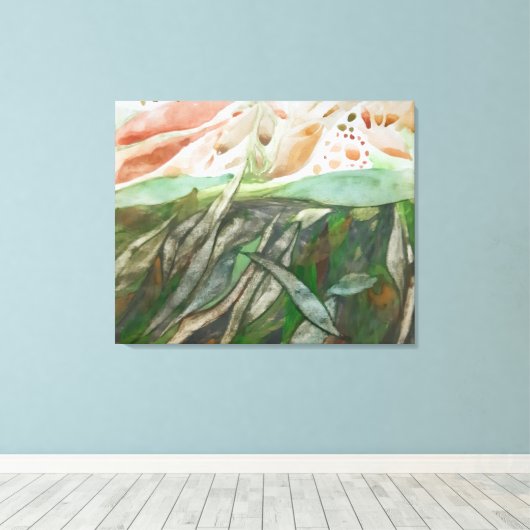 Half groen en half gekleurd botanisch gebladerte canvas afdruk (Insitu (Houten vloer))