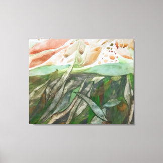 Half groen en half gekleurd botanisch gebladerte canvas afdruk