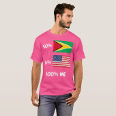Half Guyana Vlag Half Amerikaans Vlag D T-shirt (Voorkant volledig)