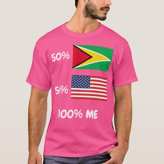 Half Guyana Vlag Half Amerikaans Vlag D T-shirt (Voorkant)