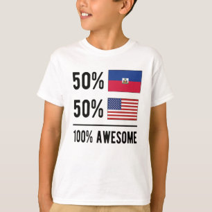 Half Haïtiaanse halve Amerikaanse vlag Haïti Veren T-shirt